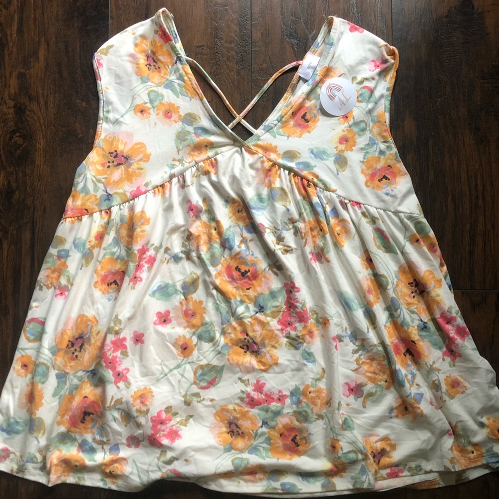 Floral Tank Top w/ X Back NWT